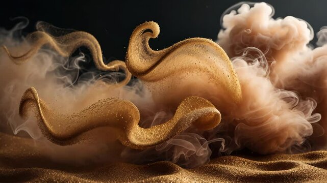 glitter gold dust sand isolated black background, texture wind smoke powder in the desert, storm particles of dirt flying, fine sand cloud abstract, effect blow brown dust wave_g_1_2_1.png