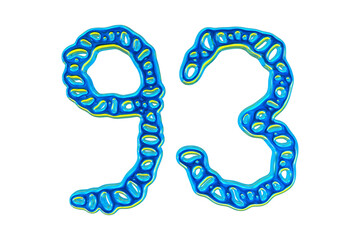 3d Blue Number 93 For Math And Business Concept