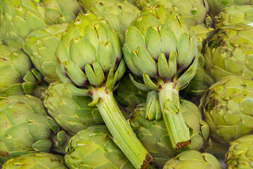 Background with natural green artichokes