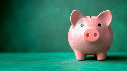A pink piggy bank against a green backdrop, symbolizing financial growth and smart budgeting