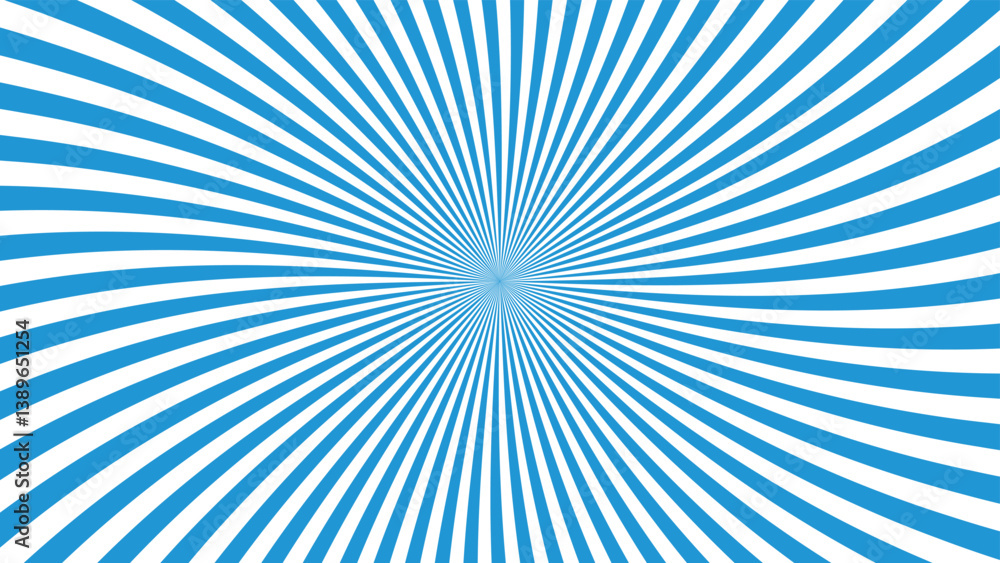Poster abstract hypnotic spiral pattern with blue curved stripes twisting from center creating illusion of 