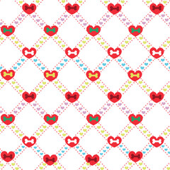 Plaid with bones and hearts pattern Christmas design.eps