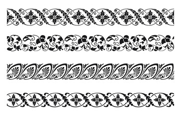 Fototapeta premium Set of decorative floral seamless ornamental border - Vector modular