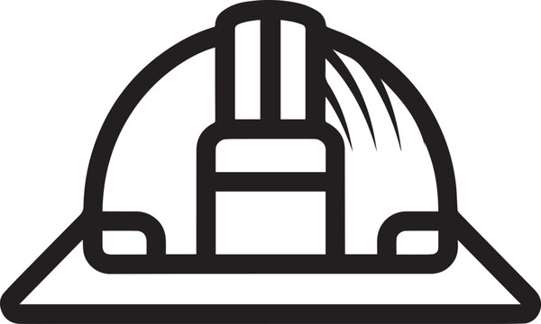 black on white minimal logo, line-art, construction hard hat merged with looking glass