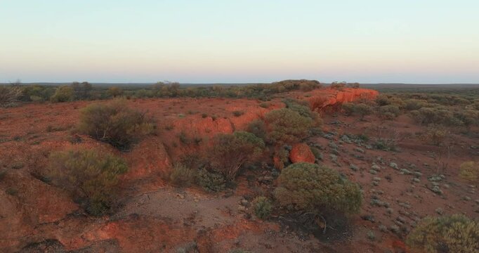 Red rocks and desert in outback Australian Goldfields 

