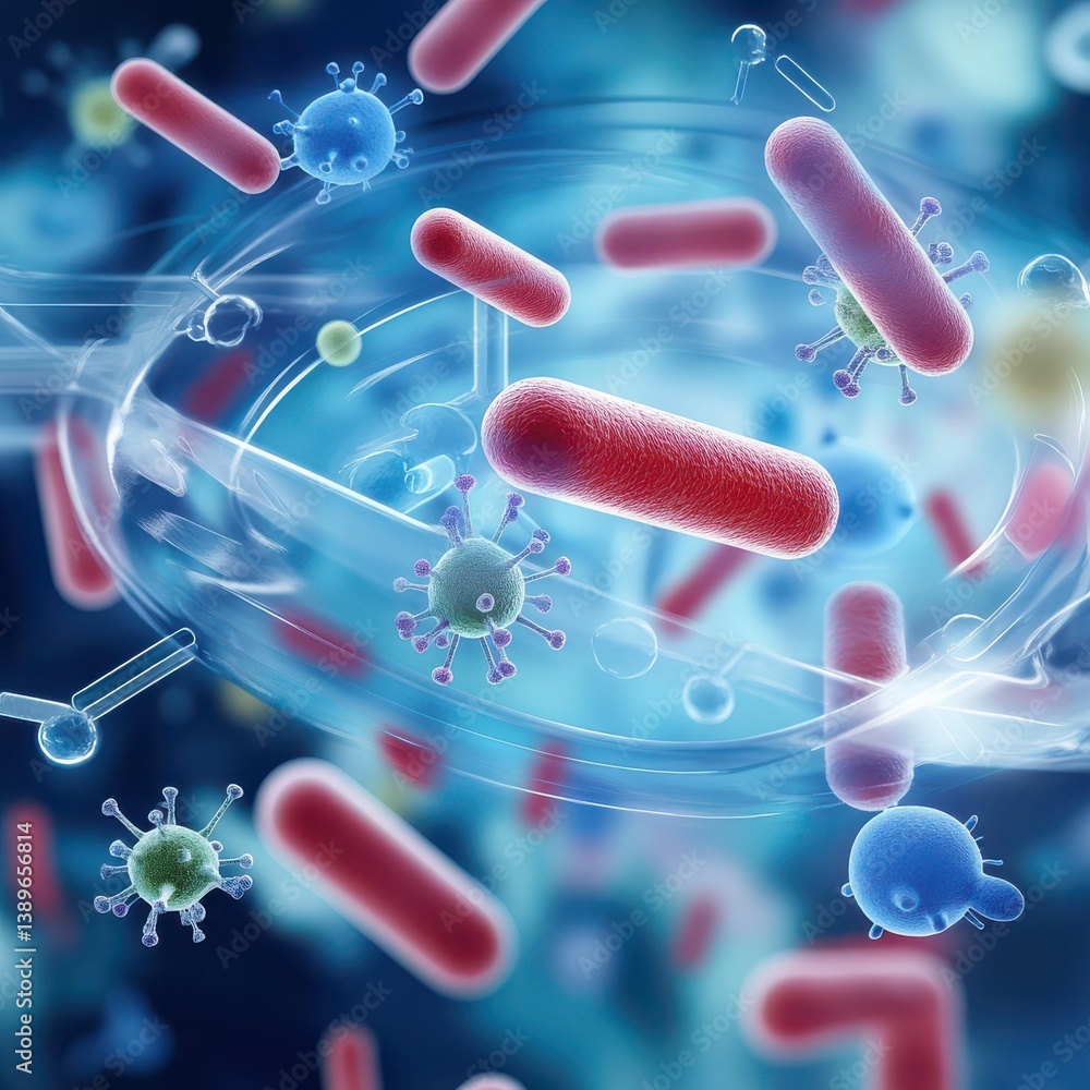 Aufkleber exploring microbial biotechnology harnessing bacteria for innovations in science and technology labo