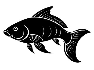 Carp Fish Silhouette Vector & Koi Fish SVG, Icon Design