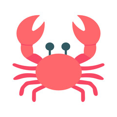A red crab with blue eyes and claws