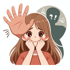 vector of a woman with a scared expression