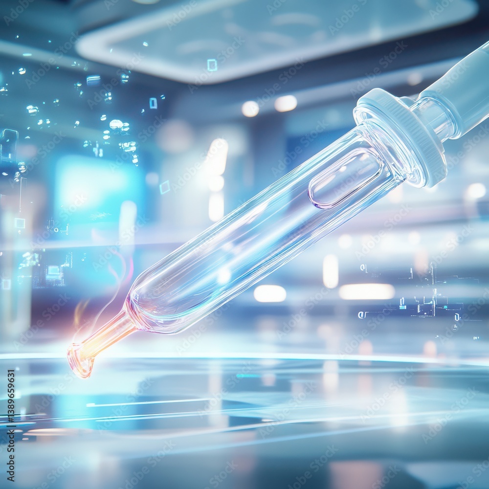 Aufkleber futuristic action of sci-fi inspired pipette in high-tech lab environment gigapixel standard crystal