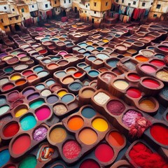 Medina of Fez Morocco Tanneries The vibrant colors of the dye va