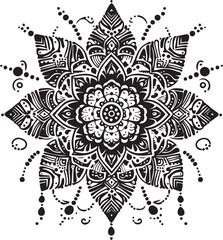 Black and White Mehndi Design Vector | Intricate Henna Art Illustration