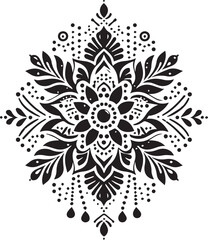 Black and White Mehndi Design Vector | Intricate Henna Art Illustration