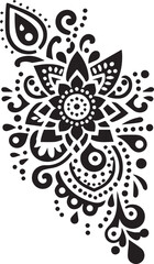Black and White Mehndi Design Vector | Intricate Henna Art Illustration