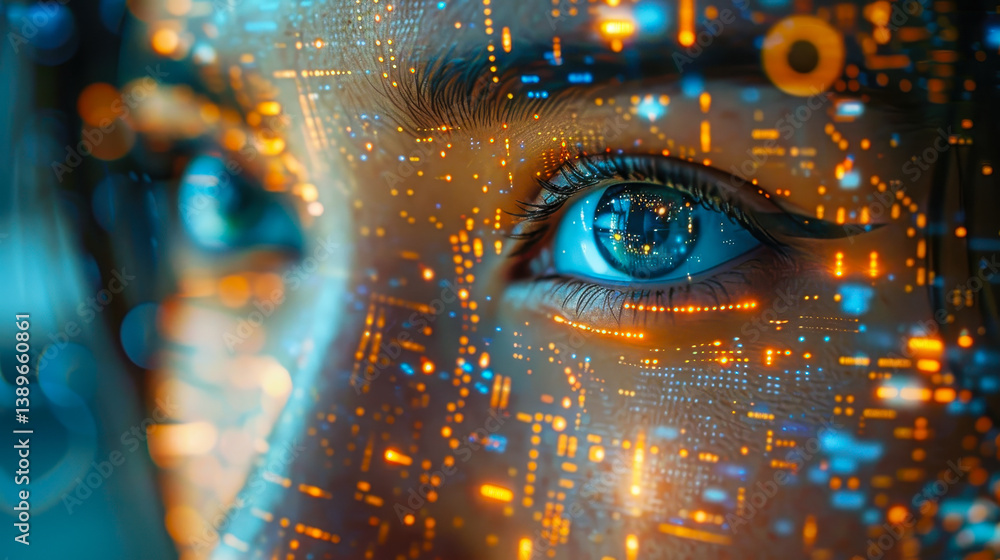 Poster futuristic ai vision close-up: innovative imagery of artificial intelligence and automation enhancin