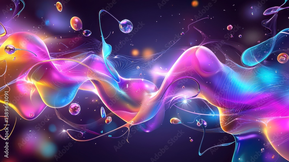 Poster fluid turbulence swirling in colorful chaos abstract art digital environment high-definition viewpoi