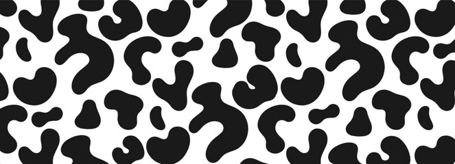 Cow Print Pattern in Black and White, Abstract Animal Skin Texture