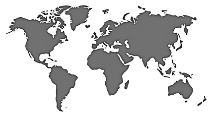 Obraz premium World map illustration Gray continents white background Simple flat design
