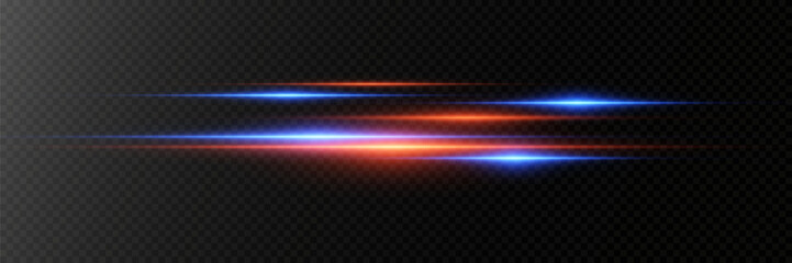 Obraz premium Red blue light effects flashes. Vector illustration.