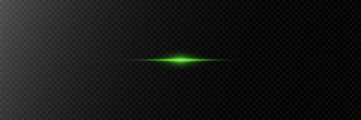Green light horizontal lines of light. Laser beam effect.