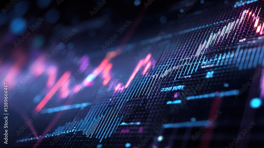 Poster abstract technology graph with colorful financial data display