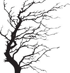 Obraz premium Wood Twig silhouette vector black on white background