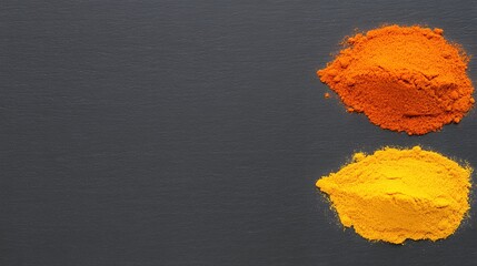 Two Vibrant Spices On Dark Background