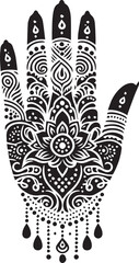Black and White Mehndi Design Vector | Intricate Henna Art Illustration