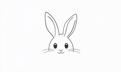 Minimalistic cute cartoon bunny on a neutral background for spring celebrations