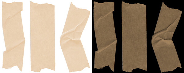 Duct tape and paper masking tape arranged in multiple creative shapes like arrows, edges, and framed corners in high-resolution PNG Isolated on a Transparent or White Background