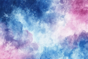 Watercolor Pastel Sky Background with Stars and Copy Space