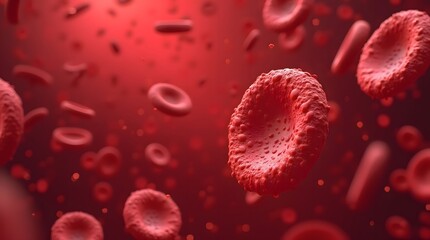 Fototapeta premium Microscopic View of Red Blood Cells Flowing in Human Bloodstream