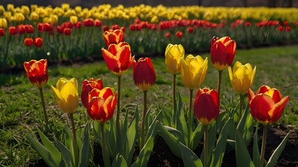Fototapeta premium red and yellow tulips