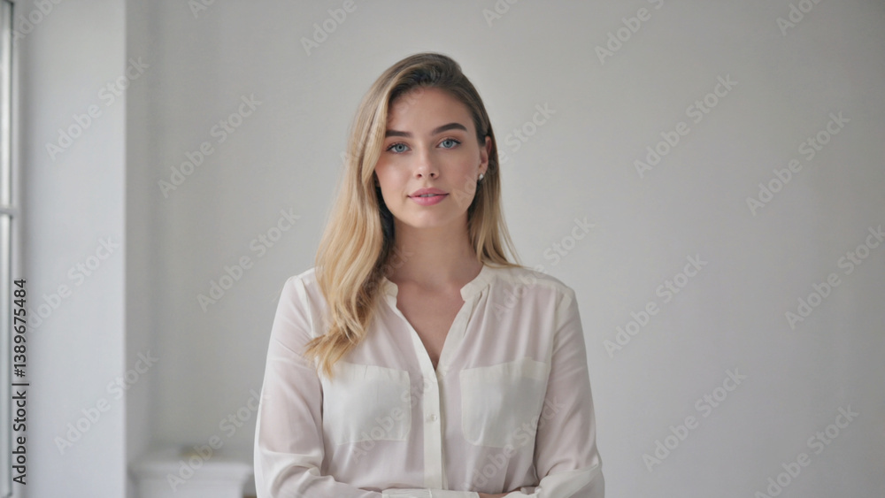 Poster a person stands near a window with curtains open, possibly thinking or looking out