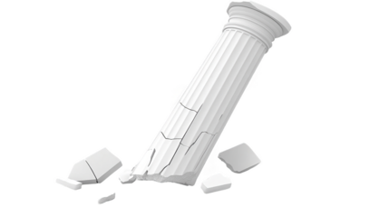3D Isolated Broken White Column Debris On Transparent Background Illustration