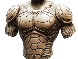 3D Illustration Of Golden Armor Chest Isolated On Transparent Background