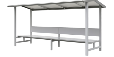 3D Illustration Of Isolated Bus Stop Shelter In White And Black