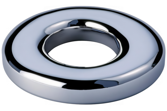 3D Rendered Chrome Ring Isolated On Transparent Background Shiny Metallic Object