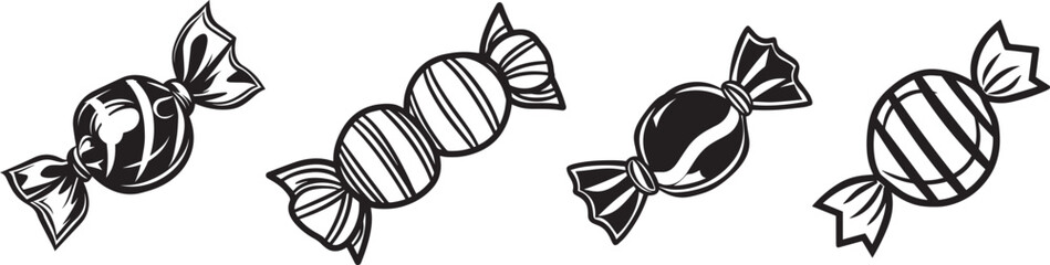 wrapped hard candy icon linear black on white background