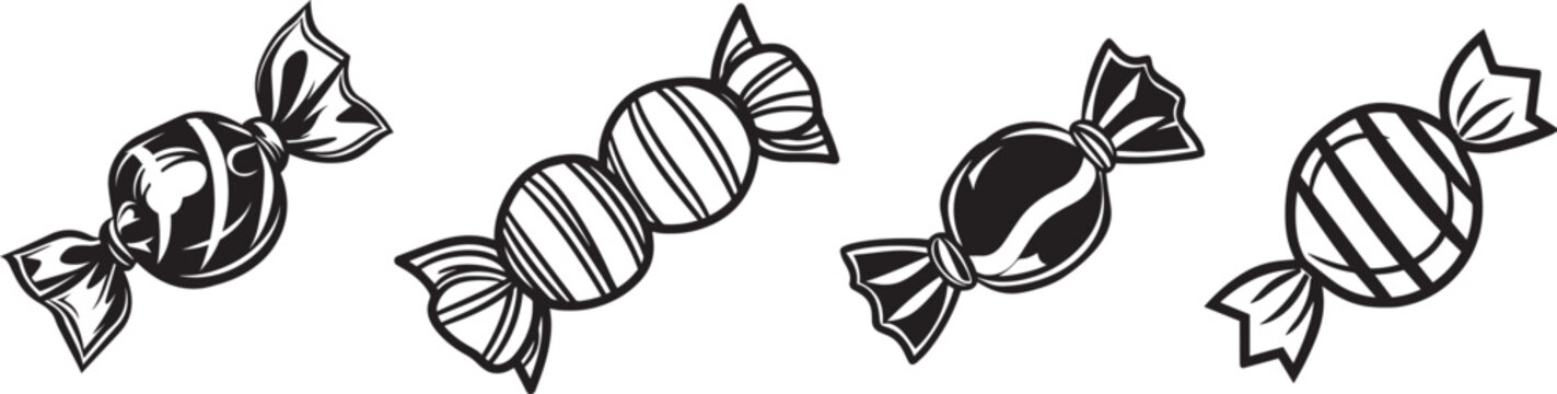 wrapped hard candy icon linear black on white background