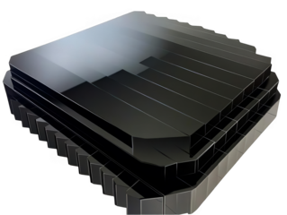 Abstract 3D Illustration Black Geometric Shape on Transparent Background