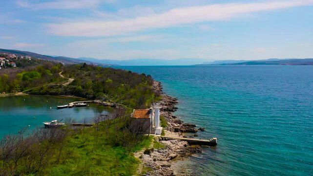 Croatia - Jadranovo - smooth fly over Lokvisce bay to Havisce bay - drone