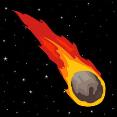 commet meteorite cartoon illustration long orange fire © ITrWorks