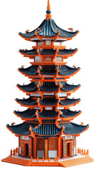 3D Illustration Of An Isolated Asian Pagoda Tower On A Transparent Background