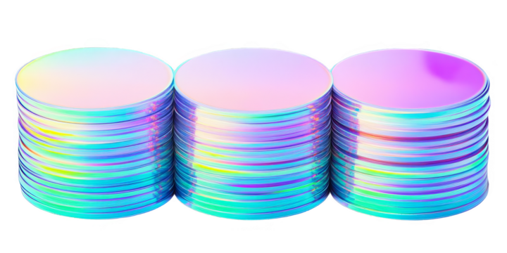 Abstract 3D Holographic Cylinders on a Background with Colors and Gradient