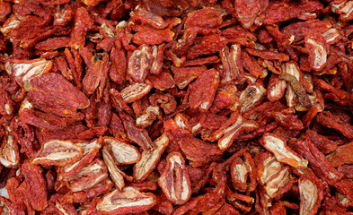 Sun Dried tomato, Many dried tomatoes background