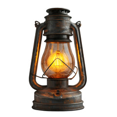 Vintage Oil Lamp Glowing Warm Light Rustic Decor