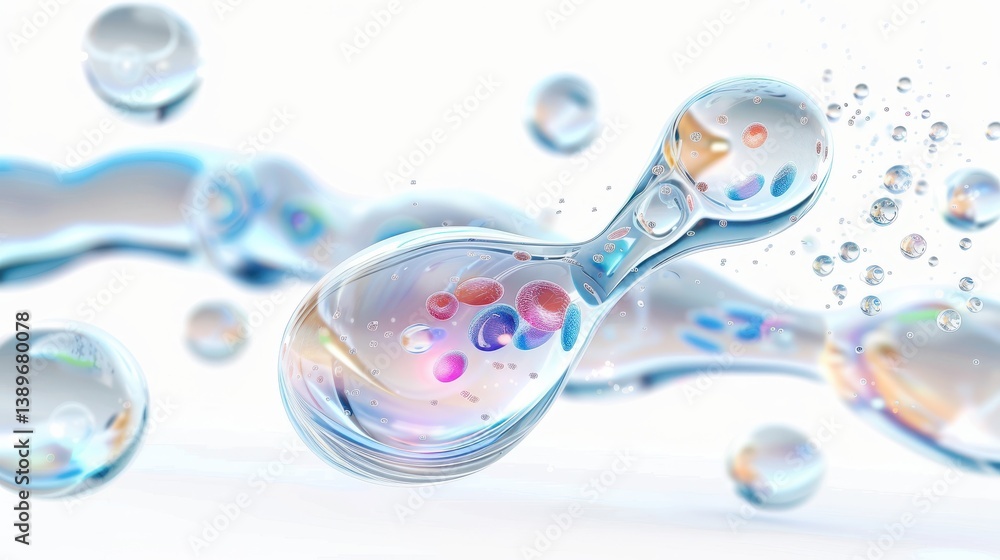 Aufkleber bubbles and droplets in motion laboratory setting hyperrealistic image bright environment close-up v