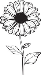 gerbera on a bent stem icon linear black