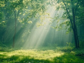 Obraz premium High-resolution photo of wild walnut tree in forest, natural sunlight filtering through canopy